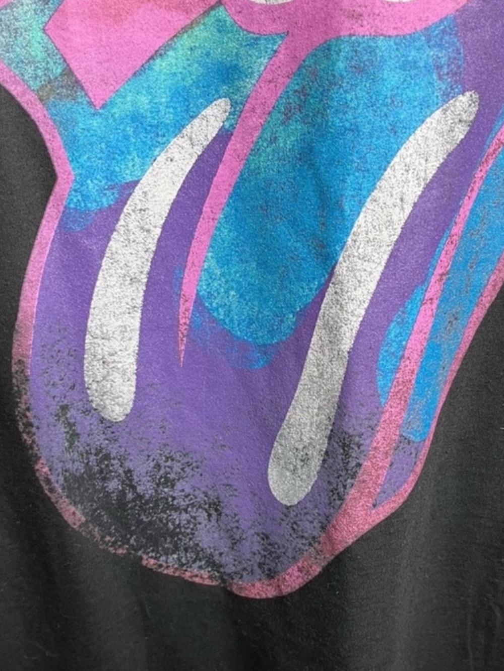 ROLLING STONES Iridescent Lips Logo Graphic Tee Black XL - Picture 5 of 7